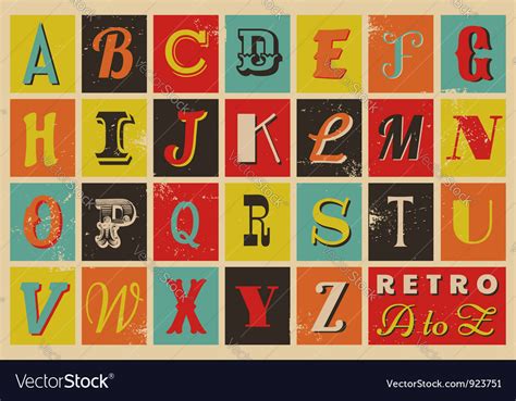 Retro Alphabet Royalty Free Vector Image Vectorstock