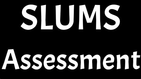 Slums Assessment Slums Test For Dementia Slu Mental Status Exam