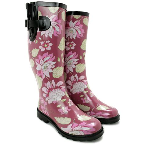 New Womens Wellies Flat Welly Wellingtons Knee High Rain Ladies Boots