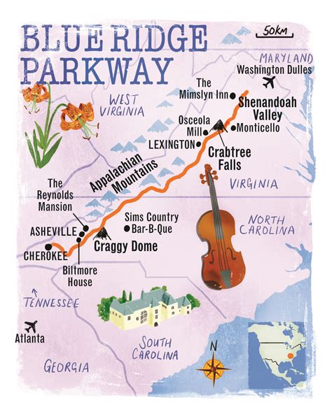 Blue Ridge Parkway Map By Scott Jessop August 2013 Issue Disney Road