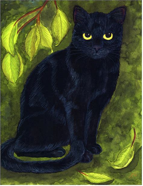 Black Cat Watercolor Painting By Amanda Martin