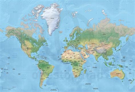 Vector Map World Relief Mercator Europe One Stop Map Map Vector