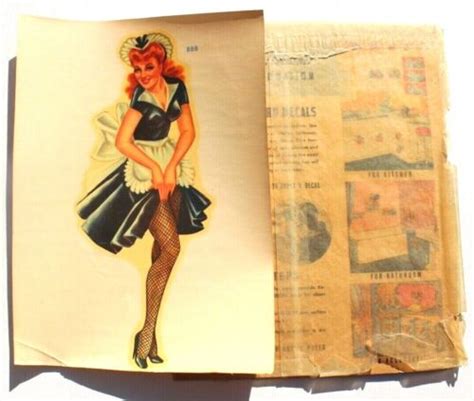 vintage 1940 s meyercord 888 pin up maid girl dress decal ebay
