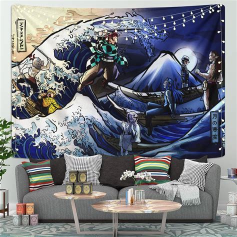 The Great Wave Demon Slayer Tapestry Room Decor