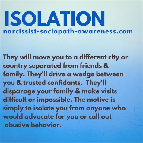 The fact that society is raising awareness about a mental disorder shows just how much it affects us all. Narcissist Sociopath Awareness on Twitter: "Isolation is a ...