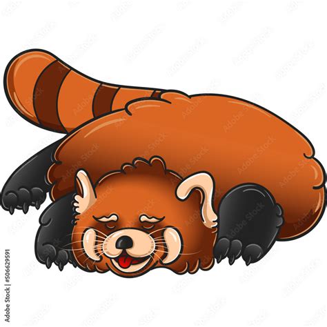 Cute And Chubby Red Panda Drawn Vector Graphics For Postcards For