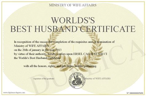 Worlds S Best Husband Certificate