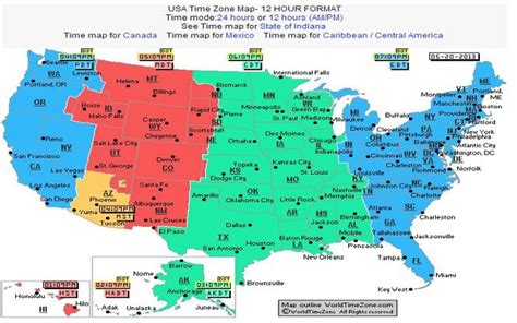 Current Us Time Zone Map Map