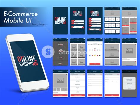 Online Shopping Material Design Ui Ux And Gui Template Layout For E