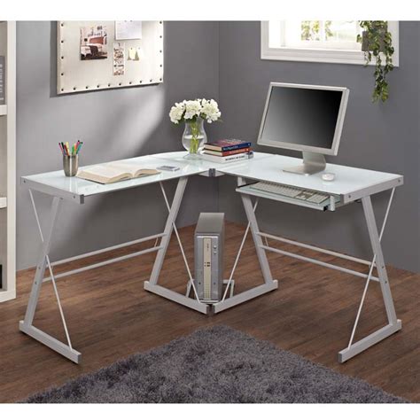 Free shipping on everything* at. Walker Edison Soreno L-Shaped Glass Computer Desk White ...