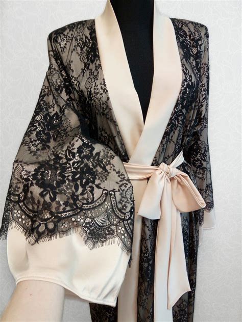 Silk Robe Long Silk Kimono Robe Lace Bridal Robe Bridal Lingerie