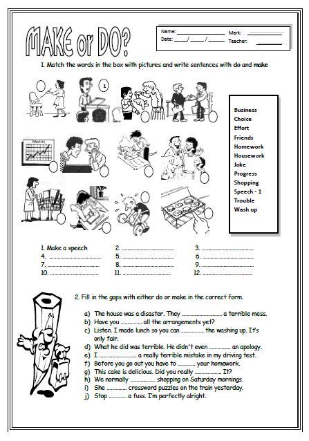 Make Or Do Worksheet