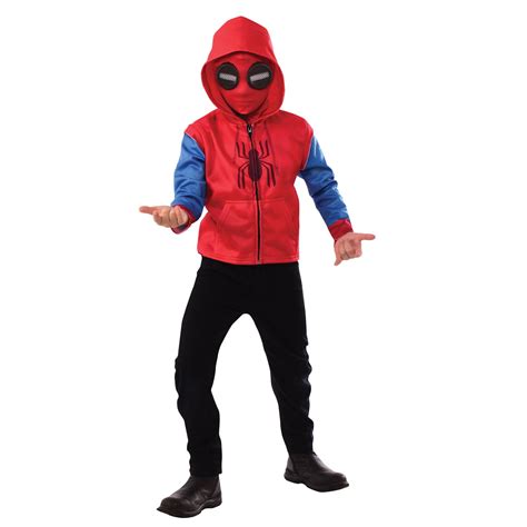Spider Man Homecoming Boys Spider Man Zip Up Hooded Costume Top And