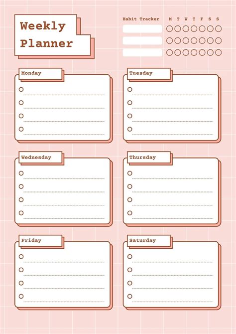 Schedule Planner Aesthetic Weekly Hourly Planner Templates Download