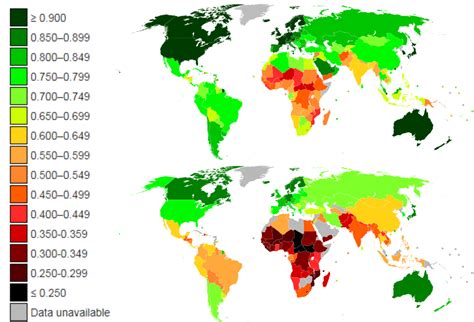 Human Development Index V Inequality Adjusted Maps On The Web