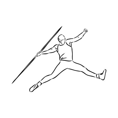 Premium Vector Hand Sketch Athlete Throwing A Javelin Vector Illustration