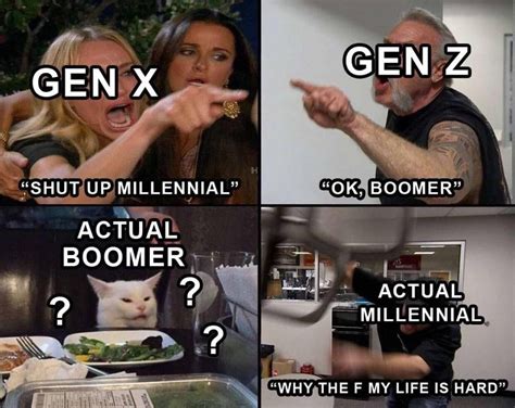 Gen X Vs Gen Z Vs Boomers Meme On Memecreatorapp Com Really Funny Memes Stupid Memes Funny