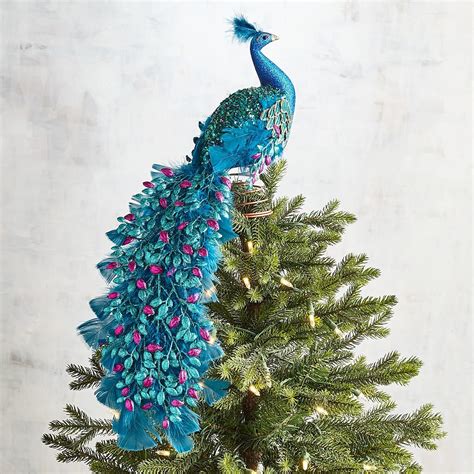 Glittered Peacock Tree Topper Pier 1 Peacock Christmas Tree Unique Tree Toppers Peacock