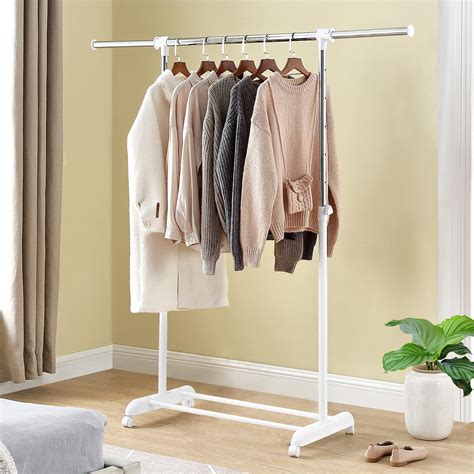 Buy Leaflai Clothes Garment Rack Standard Rod With Wheels And Grid On