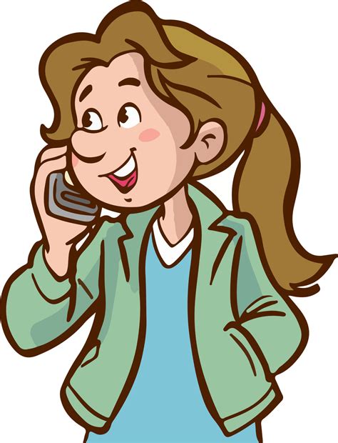 Cute Girl Talking On The Phone Cartoon Vector Illustration 16883402