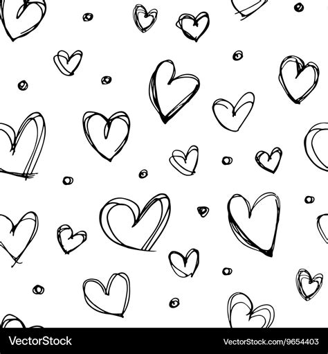 Seamless Hand Drawn Heart Pattern Royalty Free Vector Image