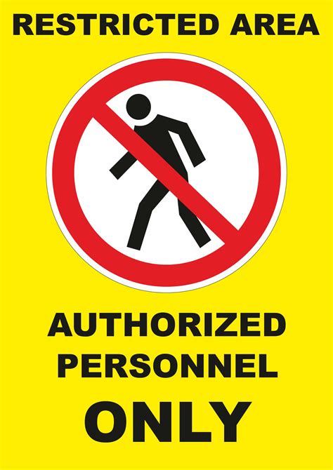 Restricted Area Authorized Personnel Only Printable Sign On A4 Free