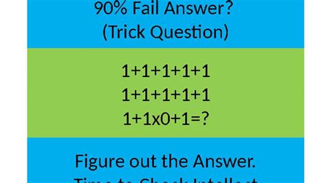 Online mathematics quiz with answers. 90% Fails Answer this simple question. Trick Math Question.1+1x0+1=? - YouTube