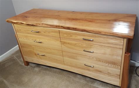 Custom Six Drawer Dresser With Cherry Live Edge Top By Lehigh Valley