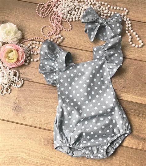 Baby Girl Rompers Matching Headband Or Bow Girls Rompers Baby Girl