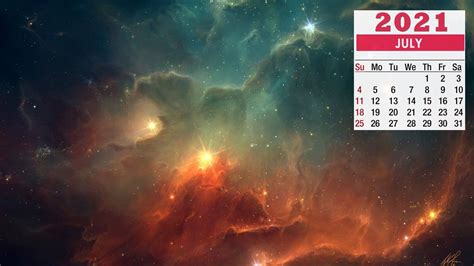 Download Colorful Galaxy July 2021 Calendar Wallpaper