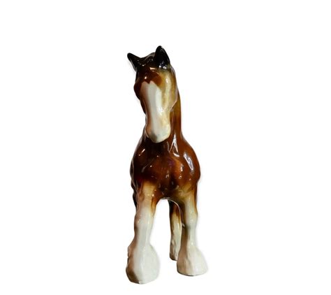 Porcelain Horse Vintage Horse Sculpture Carved Brown Etsy