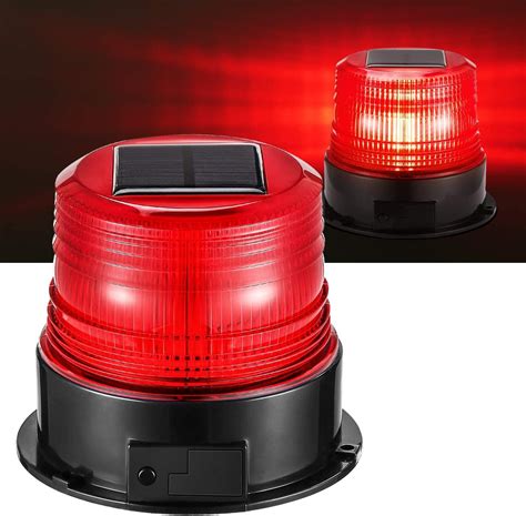 Solar Led Strobe Light Wireless Waterproof Flashing Red