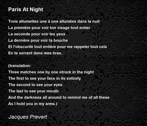 Paris At Night Poem By Jacques Prevert Poem Hunter