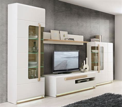 Wohnwand ruma 03 farbe sonoma eiche weiss 160 x 181 x 42 cm h x b x t. Wohnwand 290cm Anbauwand 4-teilig mit TV Lowboard weiß ...