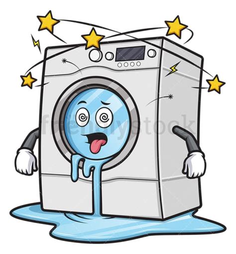 Broken Leaking Washing Machine Cartoon Clipart Vector Friendlystock
