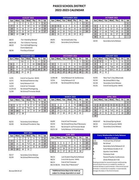 2022 23 Pasco County Public School Calendar Highlights Revised New