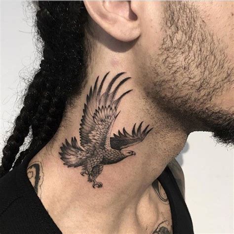 Eagle Tattoo By Perry Salonserpentattooparlour Neck Tattoo For Guys