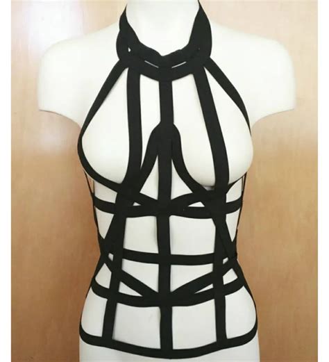 new hand made goth women stocking suspender belt caged mesh bust bondage bra bondage lingerie
