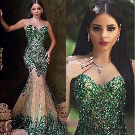 Emerald Green Beaded Mermaid Prom Gowns Mermaid Evening Dresses Long Prom Gowns Prom Gown