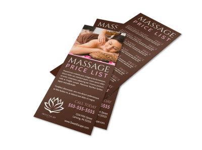 Price List Massage Flyer Template Mycreativeshop