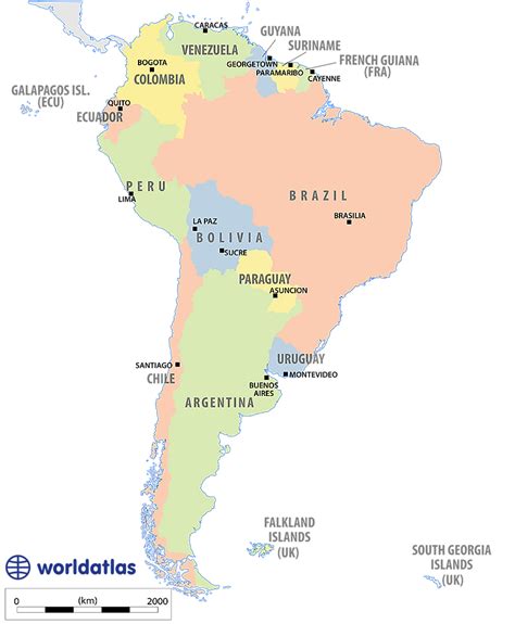 Labeled South America Map With Capitals World Map Blank And Printable