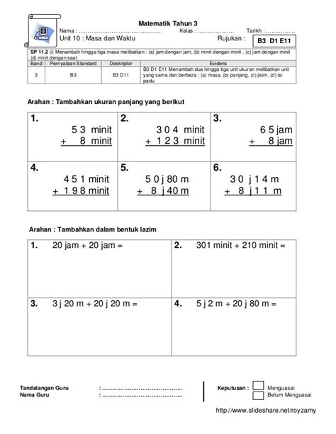 Latihan Matematik Tahun 4 Masa Dan Waktu Matematik Tahun 4 Masa Dan