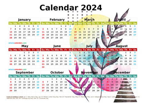 2024 United States Calendar With Holidays 2024 Yearly Calendar