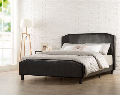 Zinus Sculpted Faux Leather Upholstered Platform Bed With