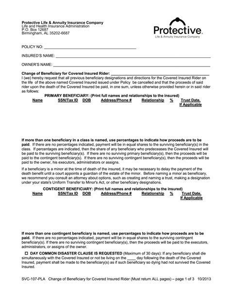 Everything you need to know. Protective Life Insurance Change Of Beneficiary Form - Fill Out and Sign Printable PDF Template ...