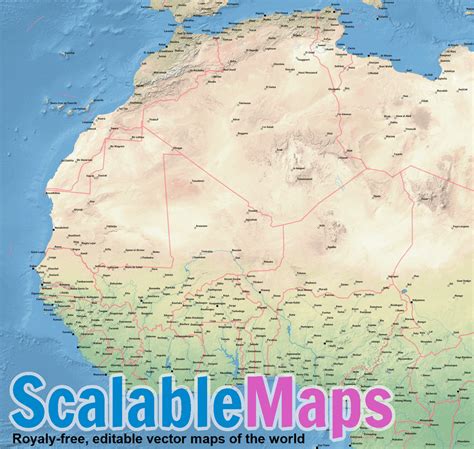 At africa map page, view countries political map of africa, physical maps, satellite images, driving direction, interactive traffic map, africa atlas, road, google street map, terrain, continent population. ScalableMaps: Vector map of Western Africa (shaded relief ...
