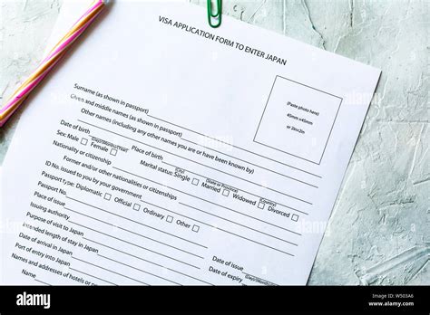 Filling The Visa Application Form To Enter Japan Stock Photo Alamy