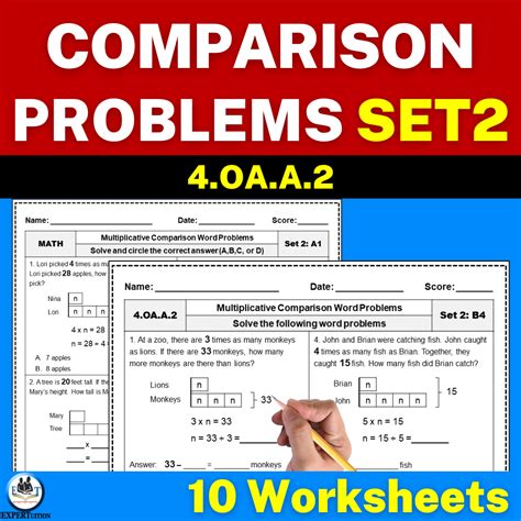 Multiplicative Comparison Word Problems Worksheets Set 2 Made By