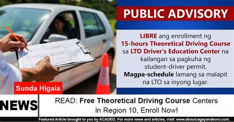 Read Free Theoretical Driving Course Centers In Region 10 Enroll Now
