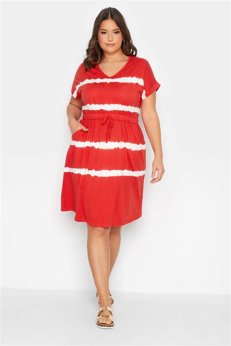 Yours Plus Size Red Tie Dye Midi Dress Yours Clothing